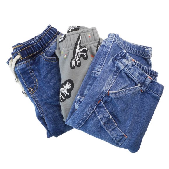 Baby Toddler Boy size 18 Months Lot of 3 Pants Jeans and Sweatpants Dinosaurs - Picture 1 of 10
